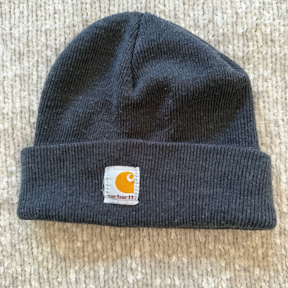 Carhartt Toddler Beanie‎ Hat Gray Knit Logo Cuff Winter Outdoor Activewear Snow